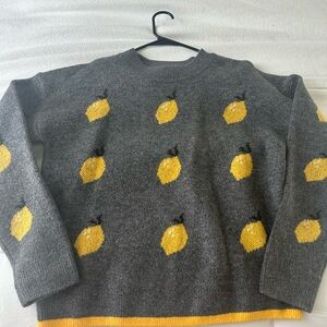 English Factory Gray Knit lemons sweater